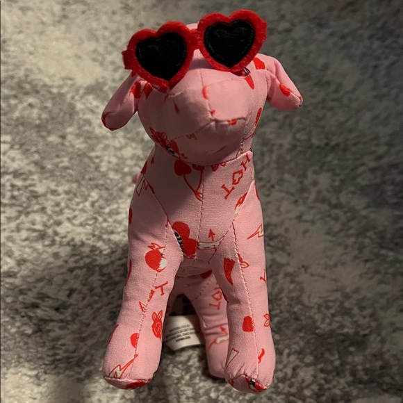 PINK Victoria's Secret Other - Victoria’s Secret PINK Valentine’s Day mini dog, pink with heart glasses NWOT!